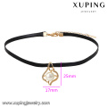 44033 Wholesale beautiful ladies jewelry imitation pearl pendant leather choker necklace